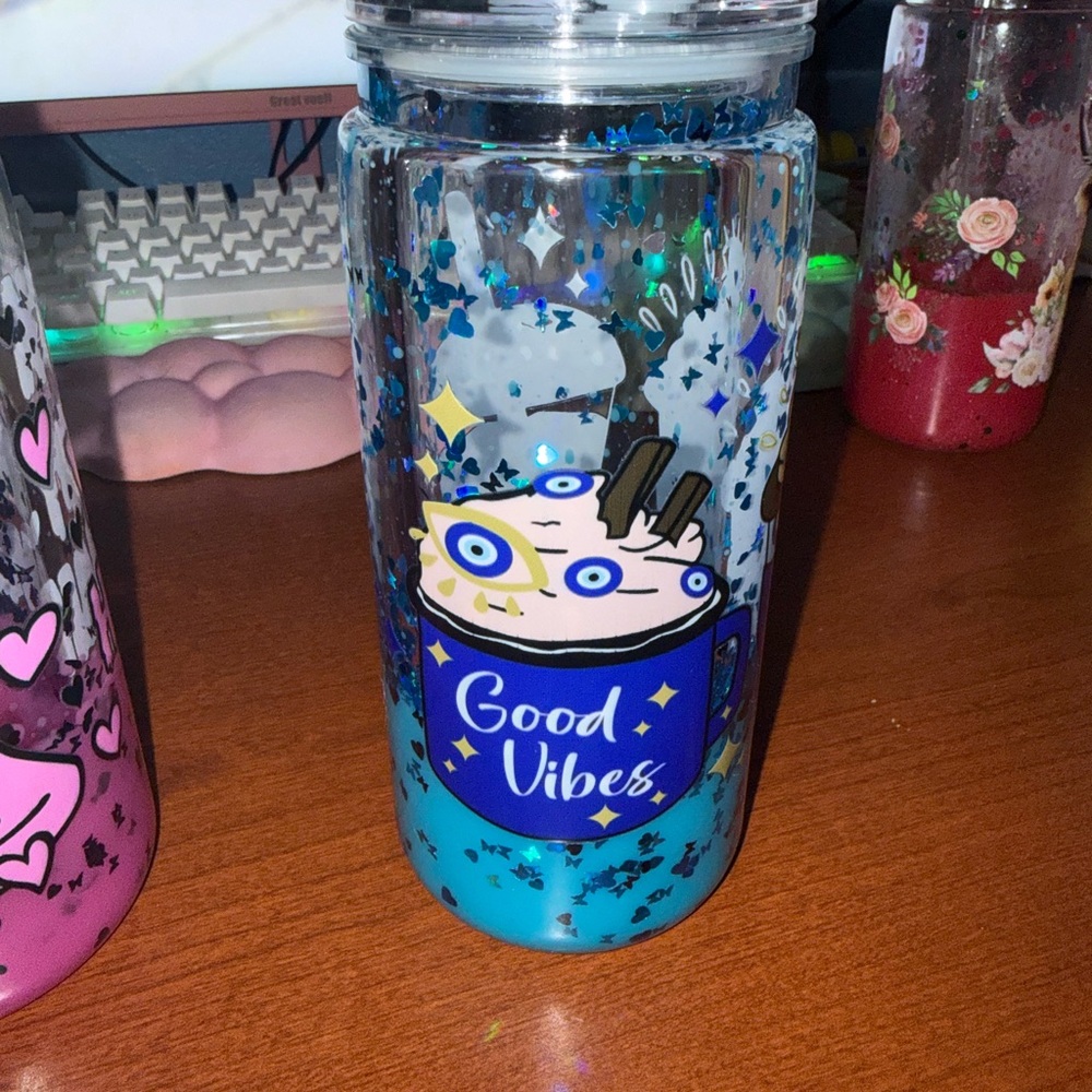 Blue Good Vibes Lava Tumbler with Straw